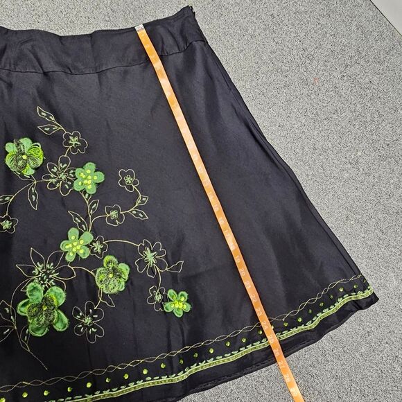 Fairycore Forestcore Artsy Forest Fairy Skirt Black Floral Ribbon Embellished 8 - Picture 8 of 12